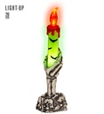 "MAIN DE SQUELETTE PORTE BOUGIE AVEC CHANDELLE LUMINEUSE SANGLANTE" 20 cm
