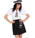 "POLICIERE ANGLAISE" (chemise, jupe, cravate, chapeau, menottes)
