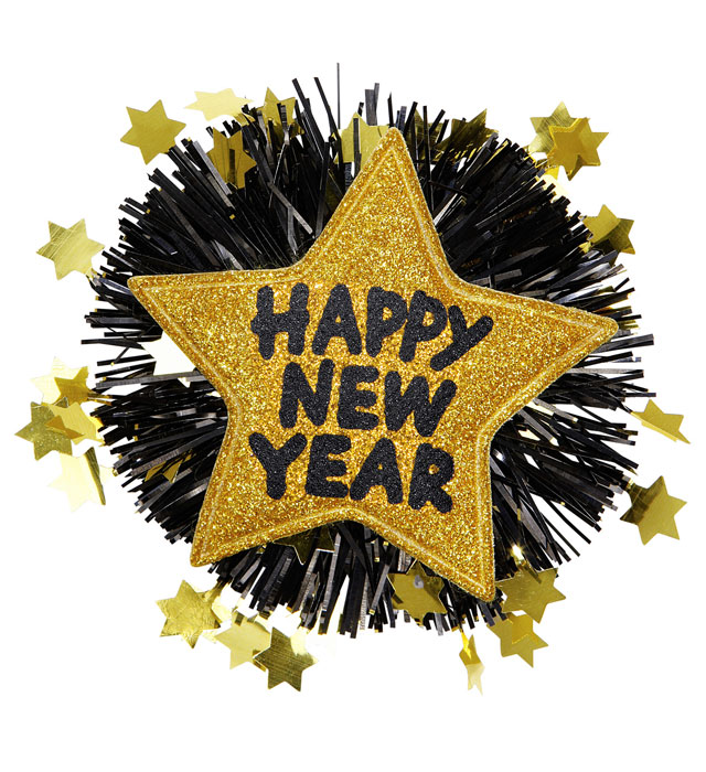 [7891G] "BROCHE HAPPY NEW YEAR DOREE"
