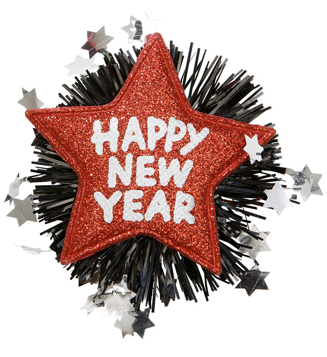 [7893R] "BROCHE HAPPY NEW YEAR ROUGE"