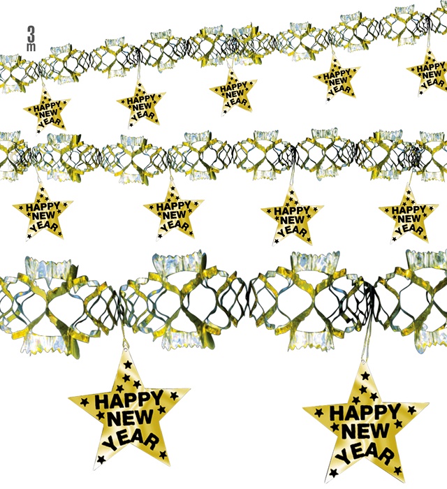 "GUIRLANDE HAPPY NEW YEAR OR HOLOGRAPHIQUE" 3 m