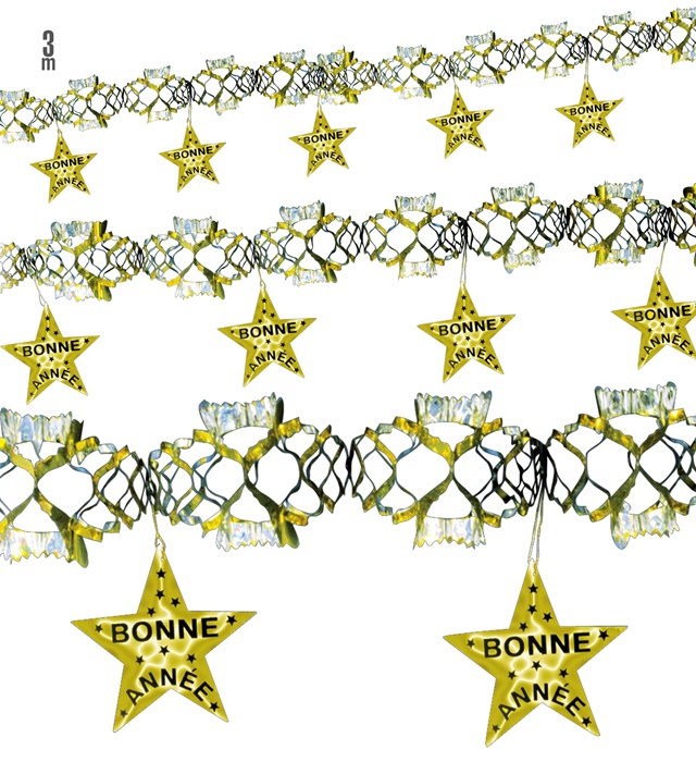 "GUIRLANDE BONNE ANNÉE OR HOLOGRAPHIQUE" 3 m