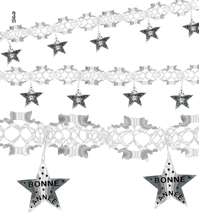 "GUIRLANDE BONNE ANNÉE ARGENT HOLOGRAPHIQUE" 3 m
