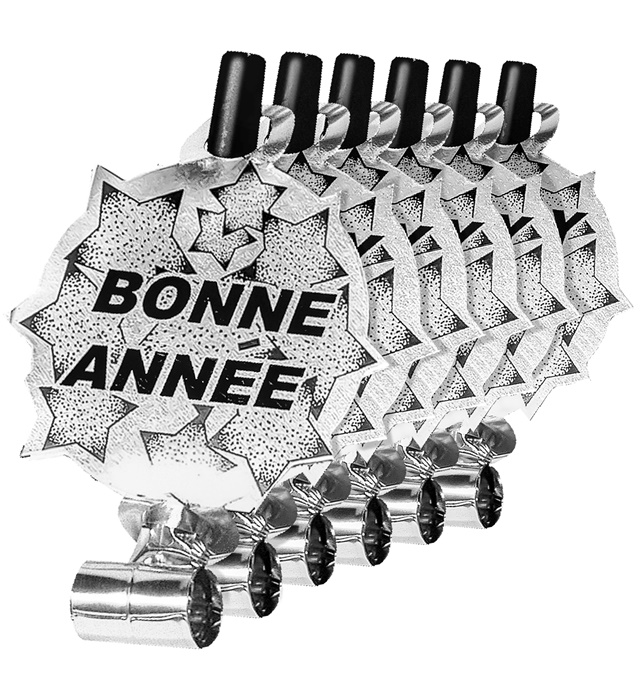 Set de "6 LANGUE SONORE BONNE ANNÉE ARGENT"