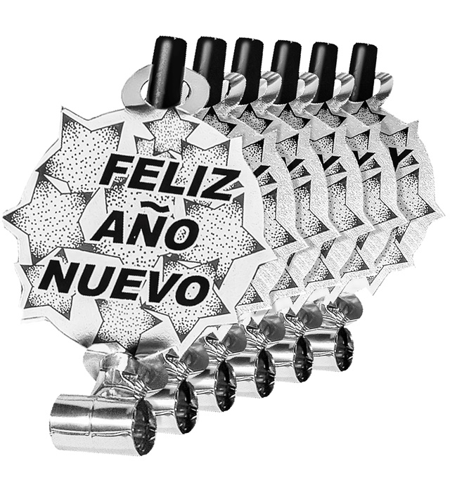Set de "6 LANGUE SONORE FELIZ AÑO NUEVO ARGENT"