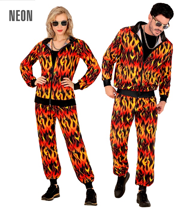 "COMBINAISON PARTY FASHION EN FLAMMES" (veste, pantalon)