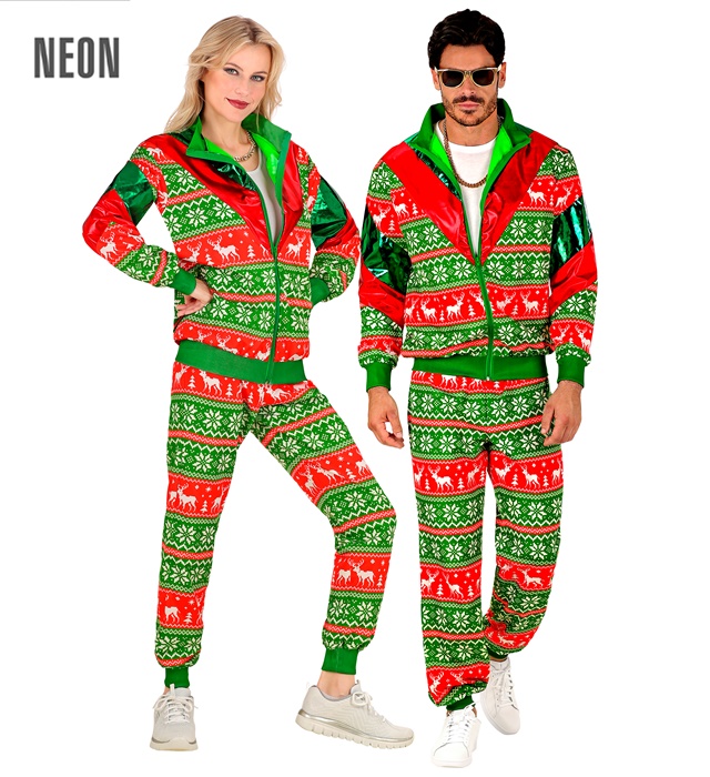 "COMBINAISON PARTY FASHION JOYEUX NOËL VERT-ROUGE" (veste, pantalon)