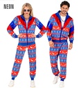 "COMBINAISON PARTY FASHION JOYEUX NOËL BLEU-ROUGE" (veste, pantalon)