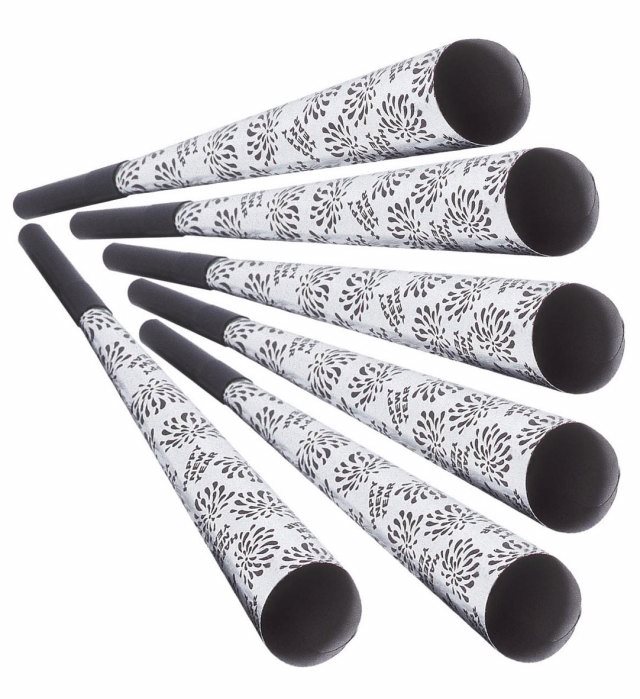 [7942W] Set de "6 TROMPETTE SONORE HAPPY NEW YEAR ARGENT" 25 cm