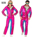 "COMBINAISON PARTY FASHION MUSIQUE DANCE ELECTRONIQUE ROSE METALLISE" (veste, pantalon)