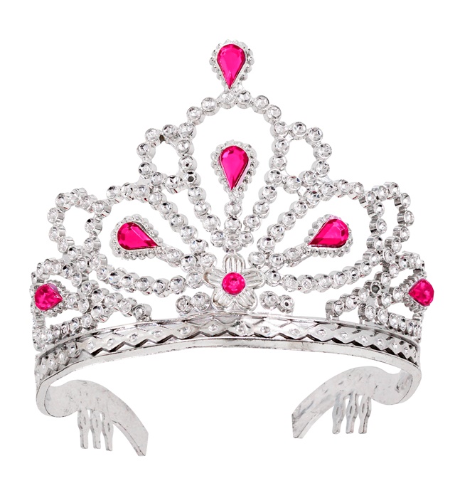 [01265] "DIADEME ARGENT AVEC PIERRES PRECIEUSES ROSES"