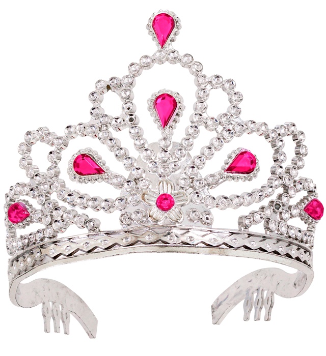 [01265] "DIADEME ARGENT AVEC PIERRES PRECIEUSES ROSES"