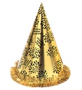 "CHAPEAU POINTU HAPPY NEW YEAR OR AVEC FRANGE" h 28 cm