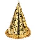 "CHAPEAU POINTU FELIZ AÑO NUEVO OR AVEC FRANGE" h 28 cm