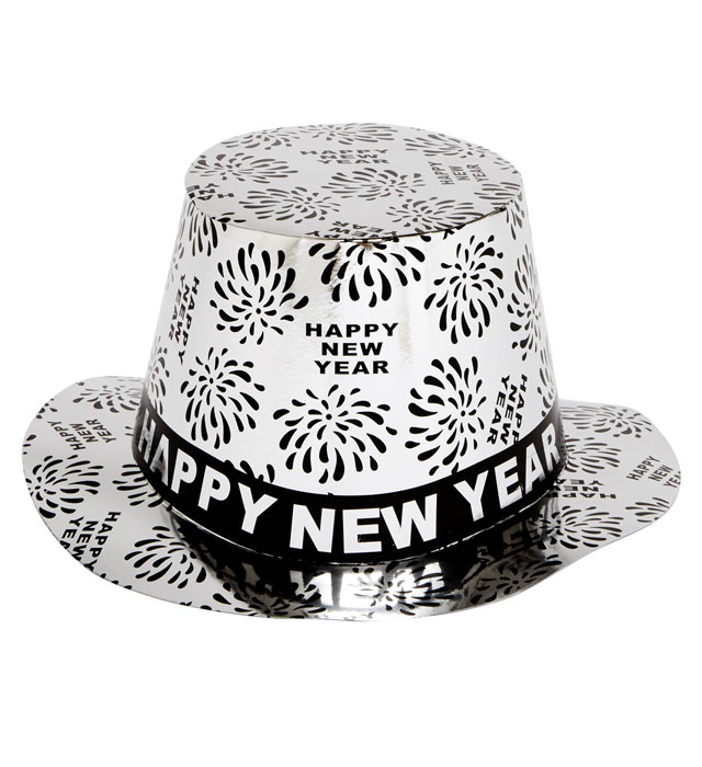 [7997W] "HAUT-DE-FORME HAPPY NEW YEAR ARGENT"