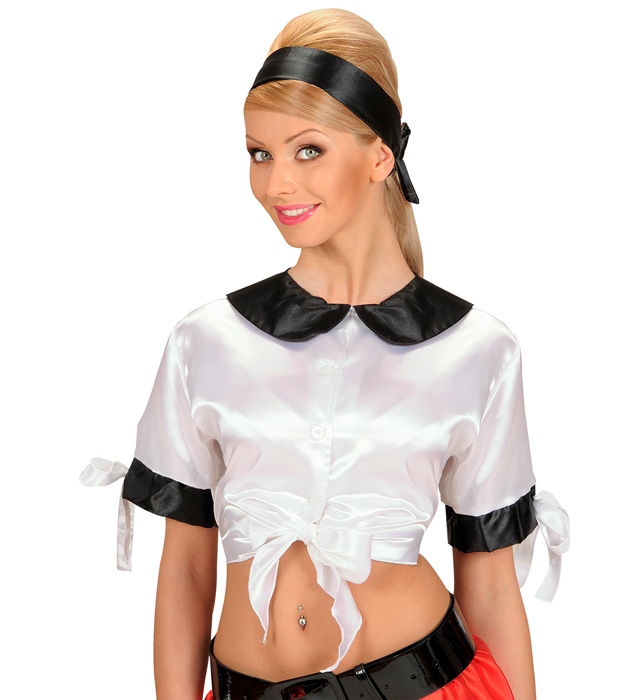 [8036W] "TIE TOP BLANC" en satin (M)