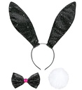 "LAPIN NOIR" set déguisement (oreilles, noeud papillon, queue)