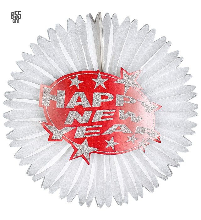 "ROSACE HAPPY NEW YEAR  ROUGE" diam. 55 cm