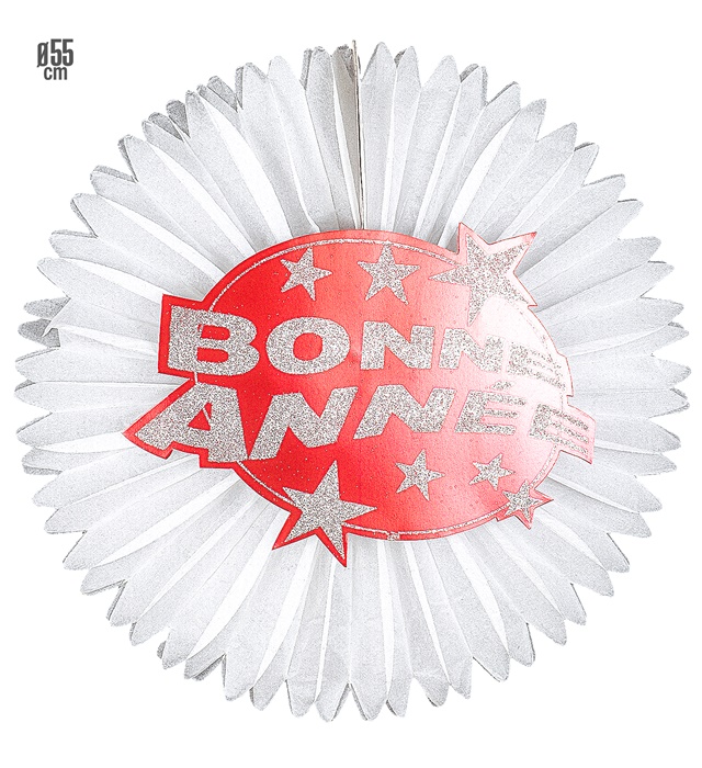 "ROSACE BONNE ANNÉE  ROUGE"diam. 55 cm