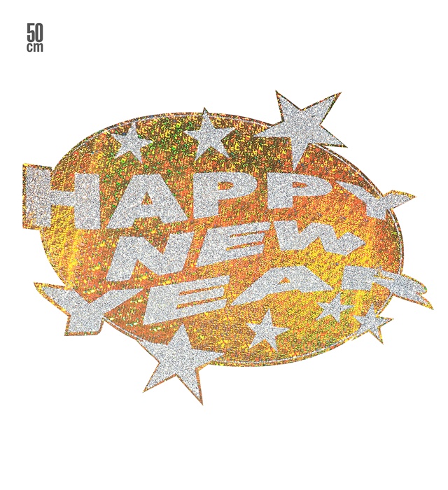 "DECORATION HOLOGRAPHIQUE ET  HAPPY NEW YEAR" diam. 50 cm - oret argent ass.