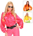 "CHEMISE A JABOT" satin - 3 coul.: rose, orange, jaune