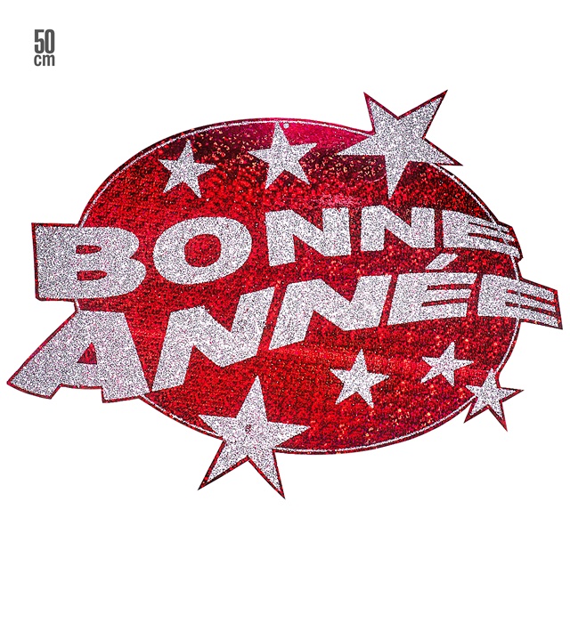 "DECORATION HOLOGRAPHIQUE ET  BONNE ANNÉE ROUGE" diam. 50 cm