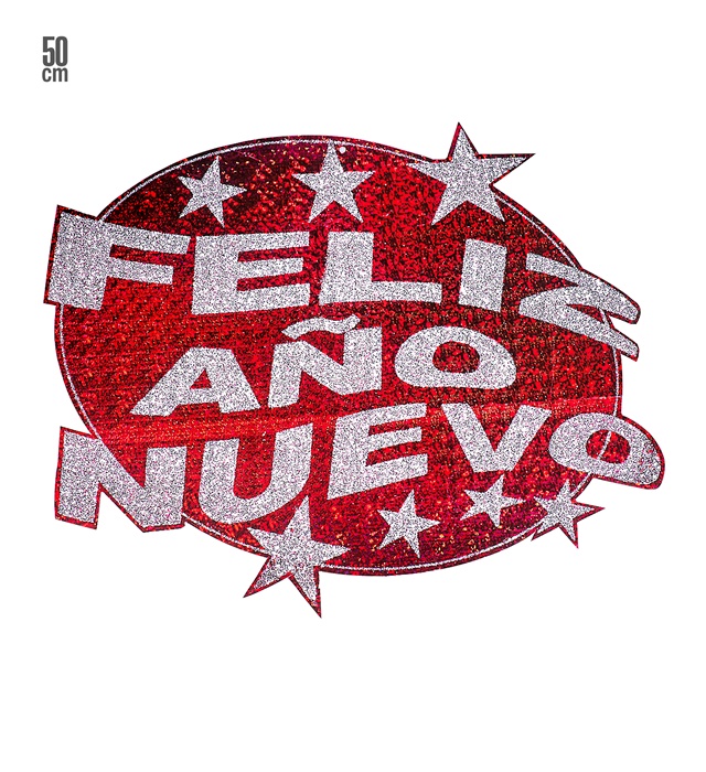 "DECORATION HOLOGRAPHIQUE ET  FELIZ AÑO NUEVO ROUGE" diam. 50 cm