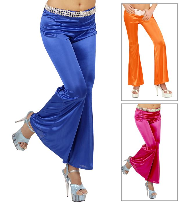 "PANTALON 70S PANTS" stretch - 3 coul.: rose, bleu, orange