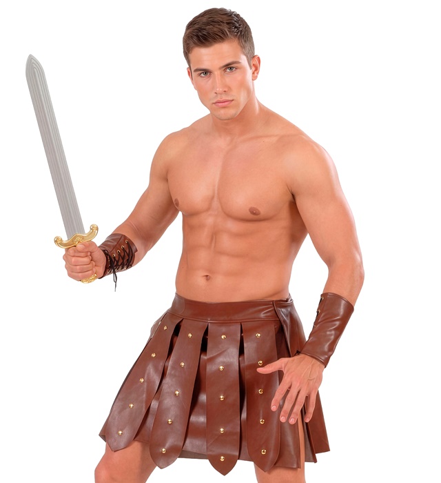 "GLADIATEUR" (jupe simili cuir & brassards)
