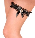 "JARRETIERE NOIRE AVEC NOEUD ET DIAMANT EN COEUR"