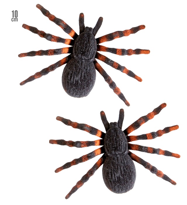 "2 TARANTULES FLOQUEES" 10 cm