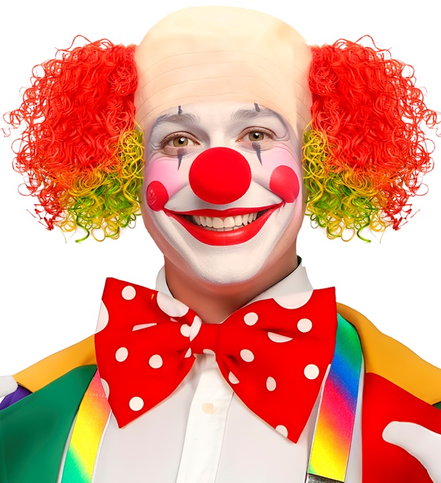 [8389C] "COIFFE DE CLOWN AVEC CHEVEUX MULTICOLORS FRISES"