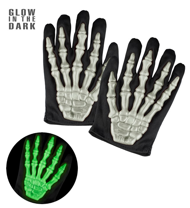 [8408G] "GANTS SQUELETTES PHOSPHORESCENTS"taille enfant