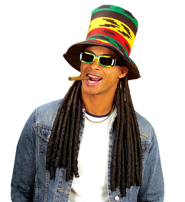 "CHAPEAU HAUT DE FORME RASTA AVEC DREADLOCKS"