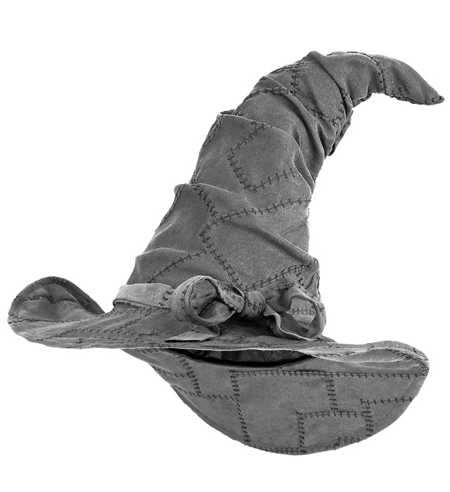 [85221] CHAPEAU MAGICIEN/SORCIÈRE EN SIMILI CUIR - gris clair