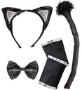 "SET CHAT" (oreilles, noeud papillon, queue, manchettes)