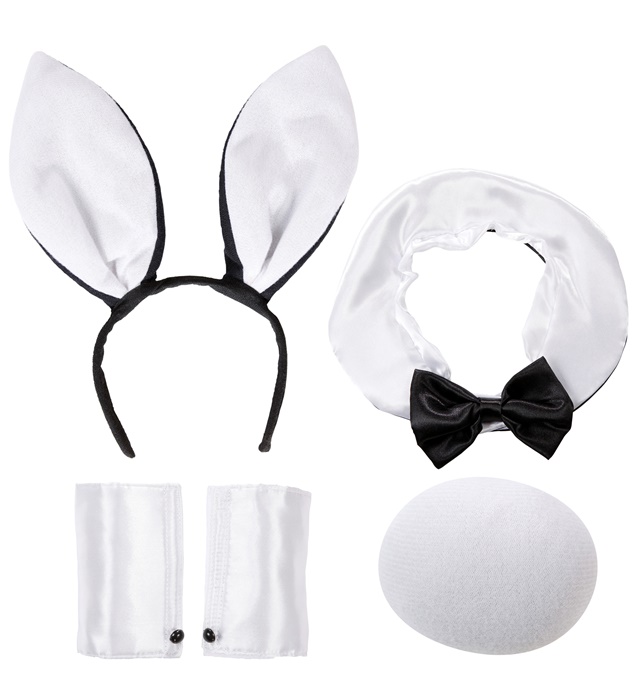 "SET BUNNY" (oreilles, col avec noeud papillon, queue, manchettes)