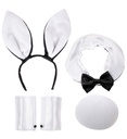 "SET BUNNY" (oreilles, col avec noeud papillon, queue, manchettes)