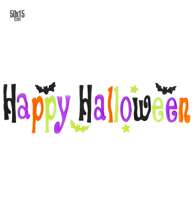 "AUTOCOLLANT FENETRE GEL HAPPY HALLOWEEN" 50x15 cm