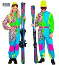 "COMBINAISON DE SKI BLEU-VERT FLUORESCENT" (combinaison, ceinture)