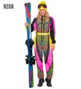 "COMBINAISON DE SKI ZÉBRÉE MULTICOLORE NÉON" (combinaison, ceinture)