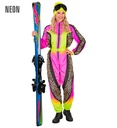 "COMBINAISON DE SKI LÉOPARD ANIMALIER ROSE-JAUNE NÉON" (combinaison, ceinture)