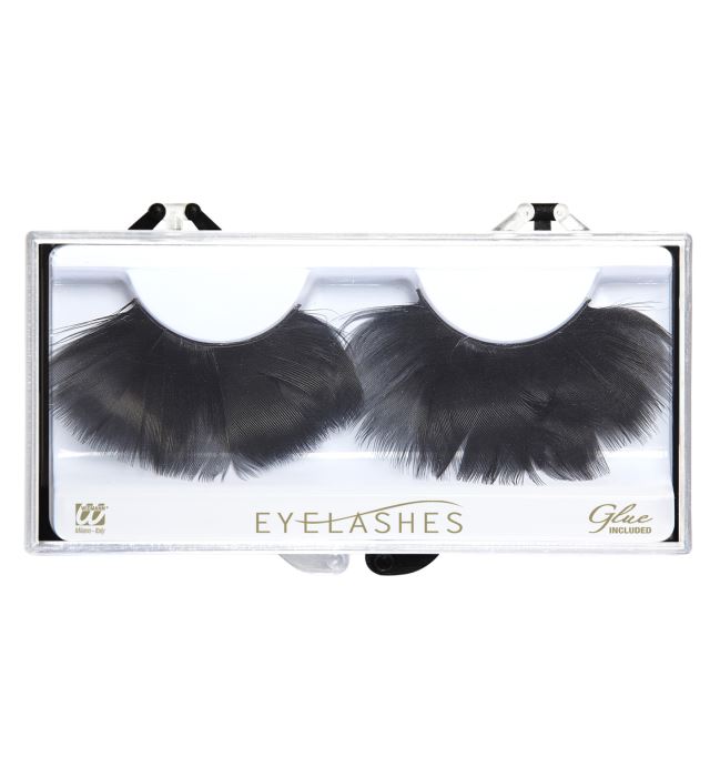 [8693F] "CILS DE PLUMES NOIRES" en boÎte avec colle en flacon en verre