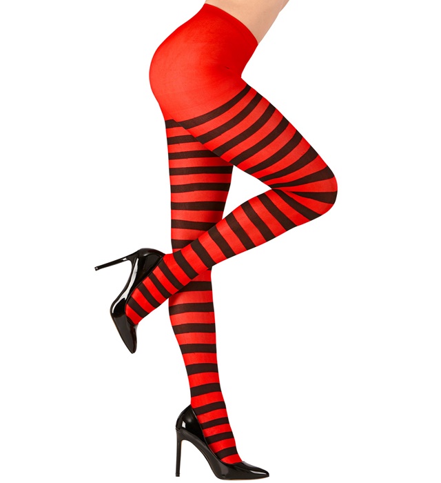 "COLLANT RAYE ROUGE/ NOIR" 70 DEN