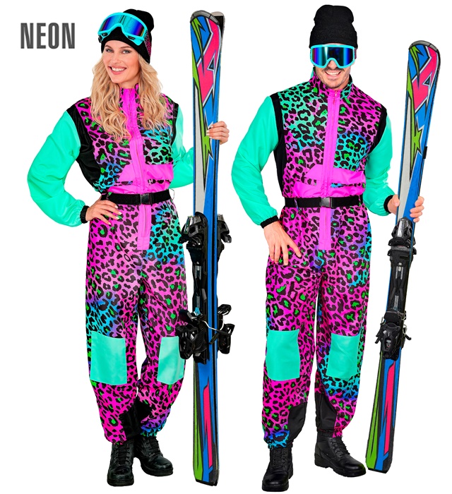 "COMBINAISON DE SKI LÉOPARD ANIMALIER MULTICOLORE" (combinaison, ceinture)