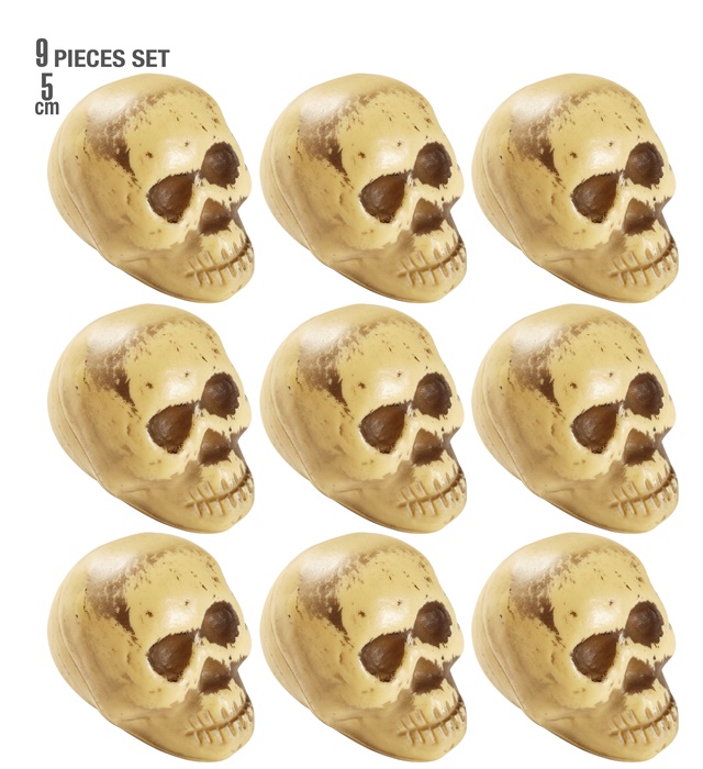 [8705T] Set de "9 CRÂNE EN SACHET" 5 cm