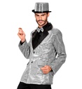 "VESTE ARGENT EN PAILLETTES AVEC COL SATIN"
