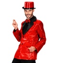 "VESTE ROUGE EN PAILLETTES AVEC COL SATIN"
