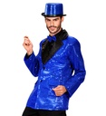 "VESTE BLEUE EN PAILLETTES AVEC COL SATIN"