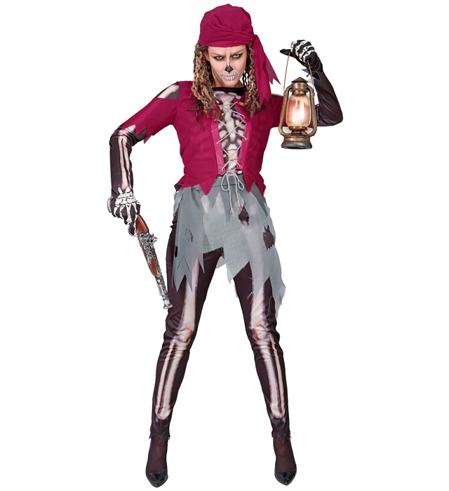 [88409] "SQUELETTE PIRATE" (chemise avec corset et jupe, leggings, bandana) (XS)